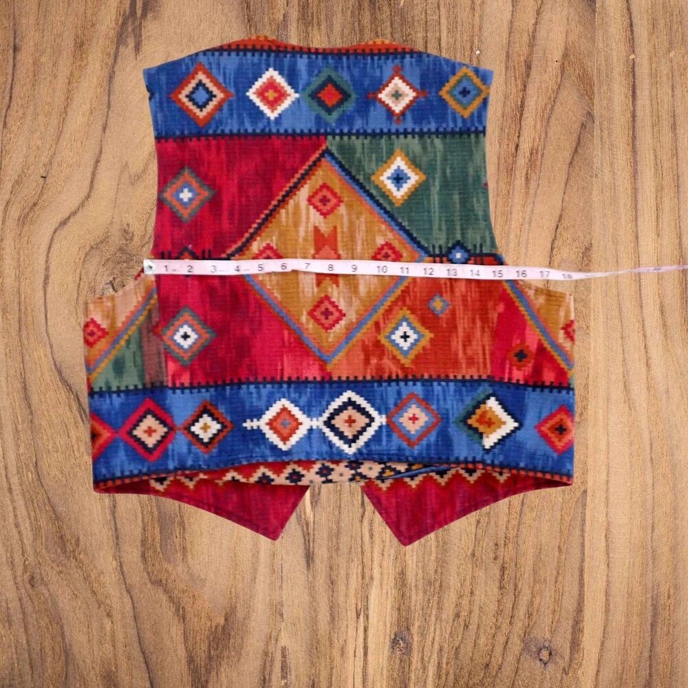Wraps Western Wear Tapestry sz XL Southwestern Tribal Vest Silver Concha Mint! - Picture 13 of 15